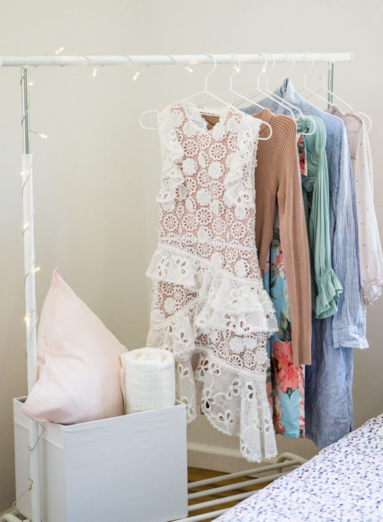 IKEA hack - light string clothes rack