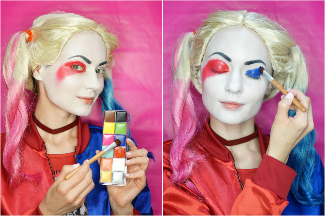 Does Harley Quinn wear white makeup?